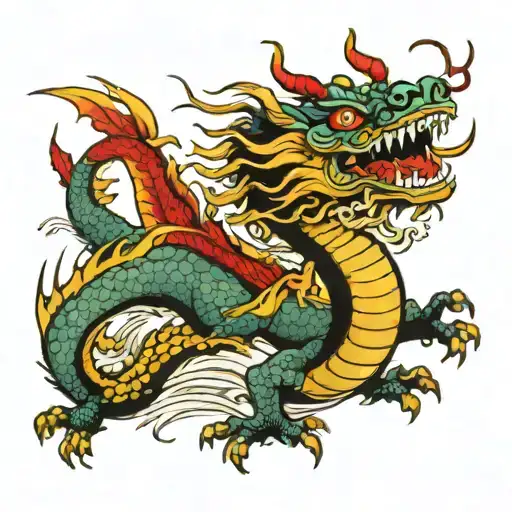 Chinese Dragon water tattoo design idea