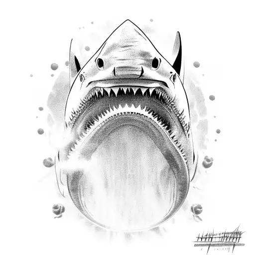 shark mouth wide open side view tattoo design idea