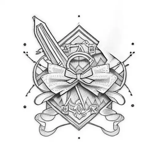 A tattoo design featuring the initials R.D.R. and a croquette aesthetic could incorporate delicate bows, lace-like look tattoo design idea
