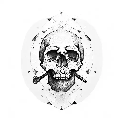 skull and weapon tattoo design idea