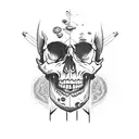 skull and weapon tattoo design idea
