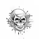 skull and weapon tattoo design idea