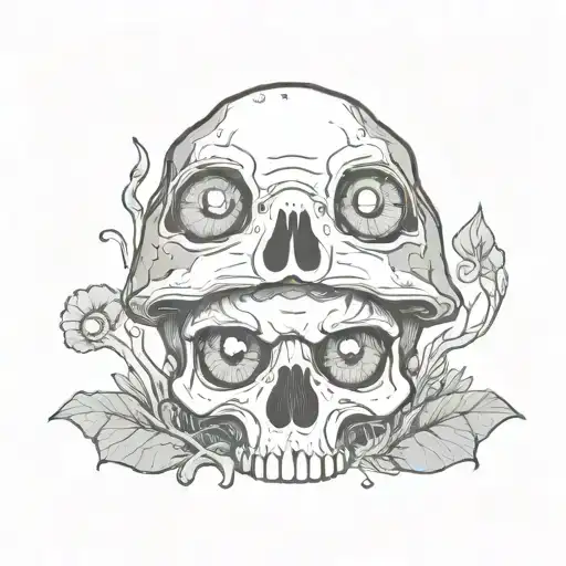 Skull and Mushroom eyes  tattoo design idea