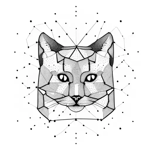 A map of the world shaped like a cat's face with dotted lines representing travel routes tattoo design idea
