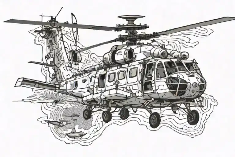 Mack dog super puma helicopter tattoo design idea