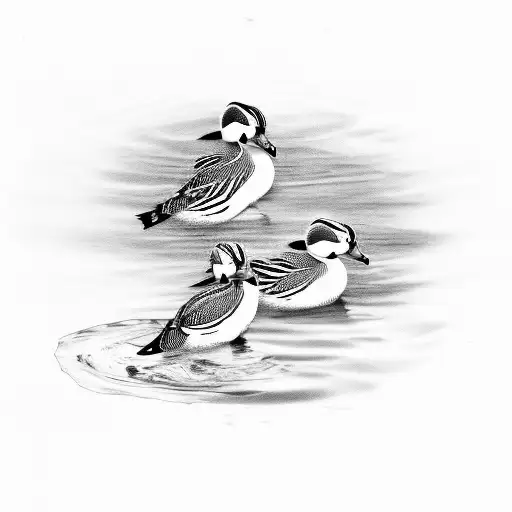 mandarin ducks in a pond tattoo design idea