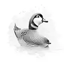 mandarin ducks and flowers tattoo design idea