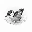 mandarin ducks and flowers tattoo design idea
