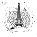 eiffel tower with nothern lights tattoo design idea
