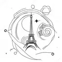 eiffel tower with nothern lights tattoo design idea