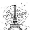 eiffel tower with nothern lights tattoo design idea