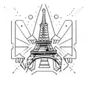 eiffel tower with nothern lights tattoo design idea