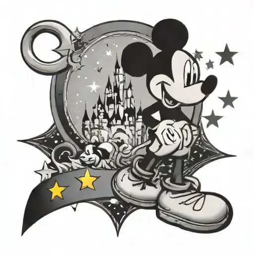 mickey sillouette and neverland stars  tattoo design idea
