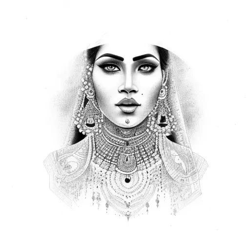 indian woman tattoo design idea