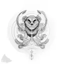 Certainly! Picture a circular tattoo with the Libra scales forming the upper half, delicately blending into the protecti tattoo design idea