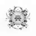 Certainly! Picture a circular tattoo with the Libra scales forming the upper half, delicately blending into the protecti tattoo design idea