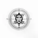 Certainly! Picture a circular tattoo with the Libra scales forming the upper half, delicately blending into the protecti tattoo design idea