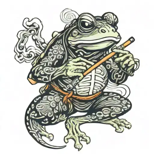 ninja frog smoking tattoo design idea