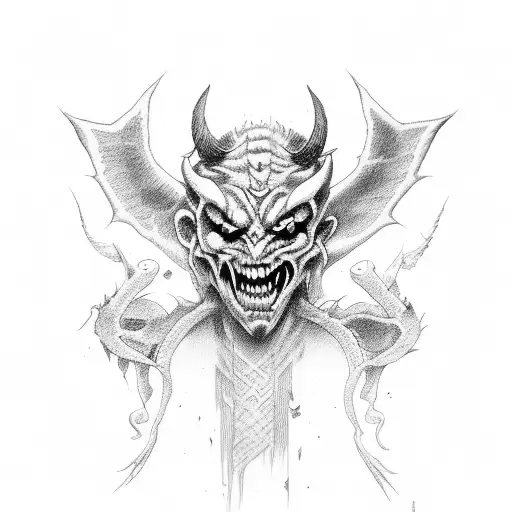 Demon fall in love with angel tattoo design idea