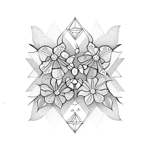 hawthorn flowers framed in with a triangle tattoo design idea