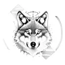 wolf with arrow abstract circle surrounding tattoo design idea