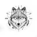 wolf with arrow abstract circle surrounding tattoo design idea
