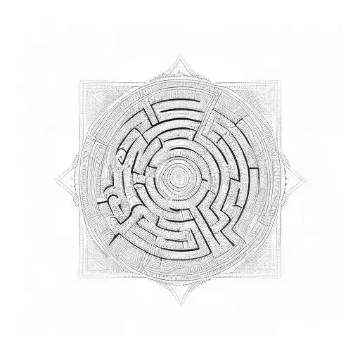 maze and waves tattoo design idea