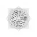 maze and waves tattoo design idea