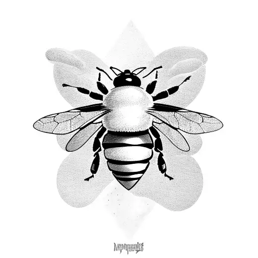 bee, moon, crown tattoo design idea