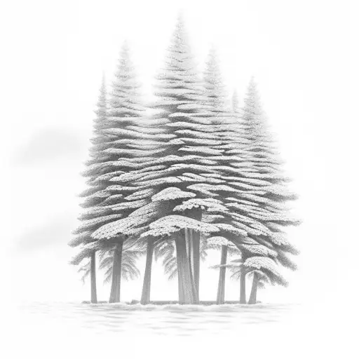 big trees, lake, lake shore, dock, half sleeve tattoo design idea