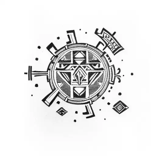 Aztec tribal with symbols that mean humble, hardwork, and Killer tattoo design idea