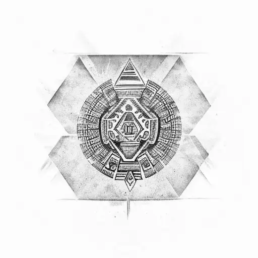 Aztec tribal with symbols that mean humble, hardwork, and Killer as a sleeve tattoo design idea