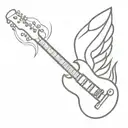 Guitar with pheonix wings tattoo design idea