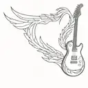 Guitar with pheonix wings tattoo design idea