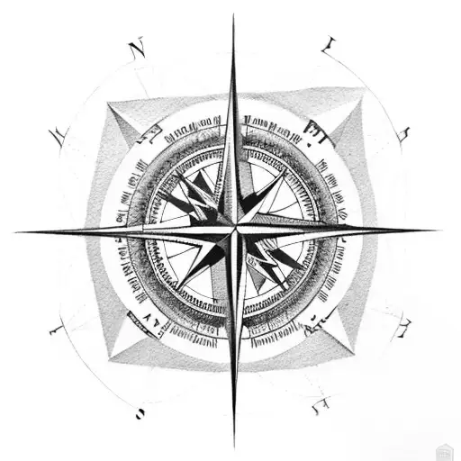 A compass rose with landmarks from favorite travel destinations tattoo design idea