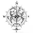 A compass with a world map inside tattoo design idea