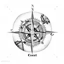 A compass with a world map inside tattoo design idea