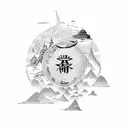 A phrase in a foreign language written in a calligraphic style, inspired by a memorable travel experience tattoo design idea