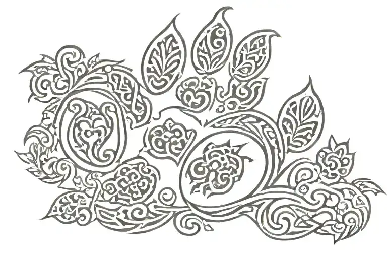 womb tattoo design, tribal tattoo, dog paw, canine,  seductive tattoo design idea