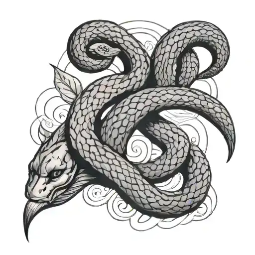 snake and virgo sign incorporated tattoo design idea