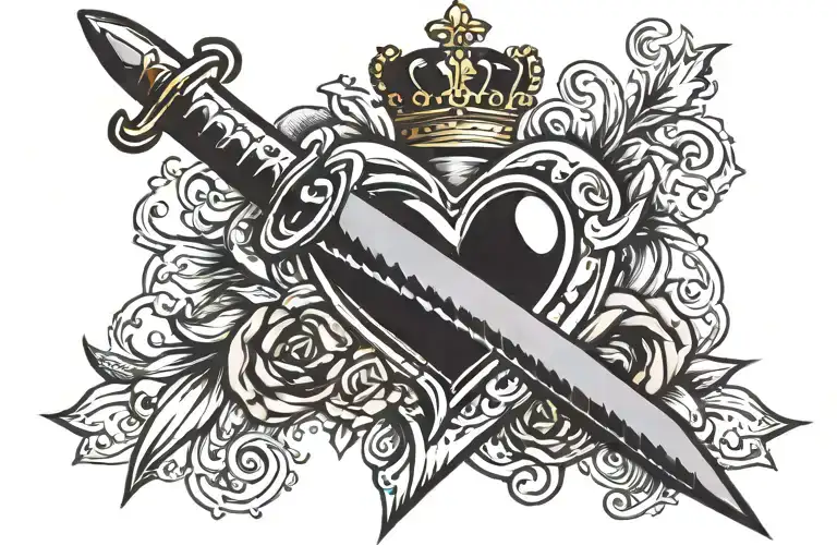 heart with dagger tattoo design idea