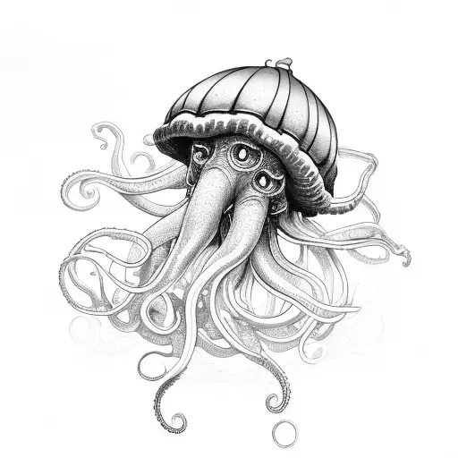 less tentacles. use a touch of violet around the tentacles tattoo design idea
