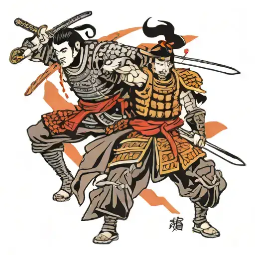 samurai cutting head off a ronin warrior tattoo design idea