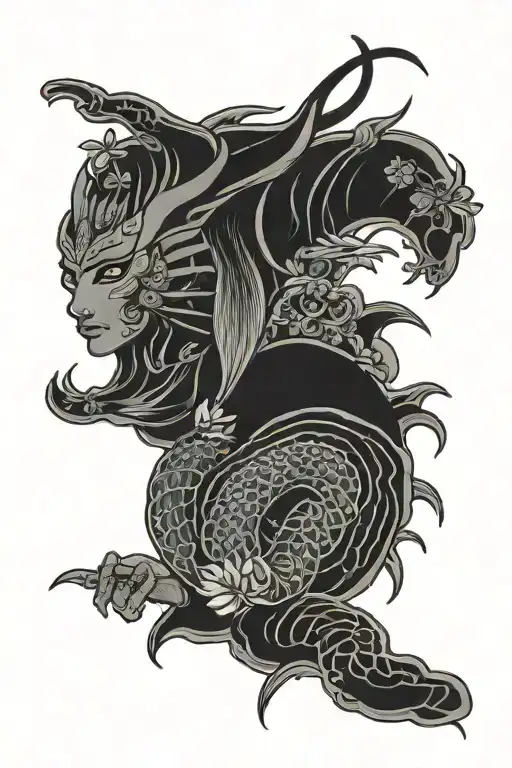 tradi japanese style and Egyptian style tattoo tattoo design idea