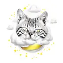 yellow cat sleeping on a cloud tattoo design idea