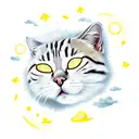 yellow cat sleeping on a cloud tattoo design idea
