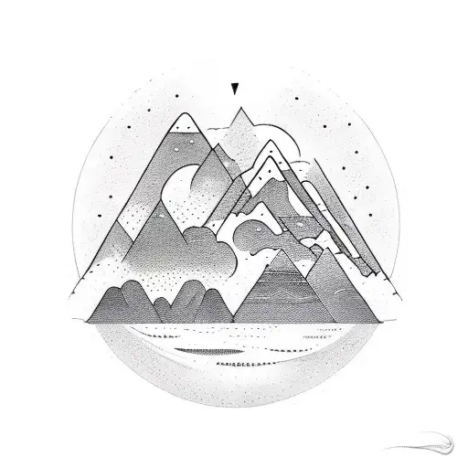 A serene mountain landscape with a compass integrated into the design, symbolizing your passion for the outdoors and travel tattoo design idea