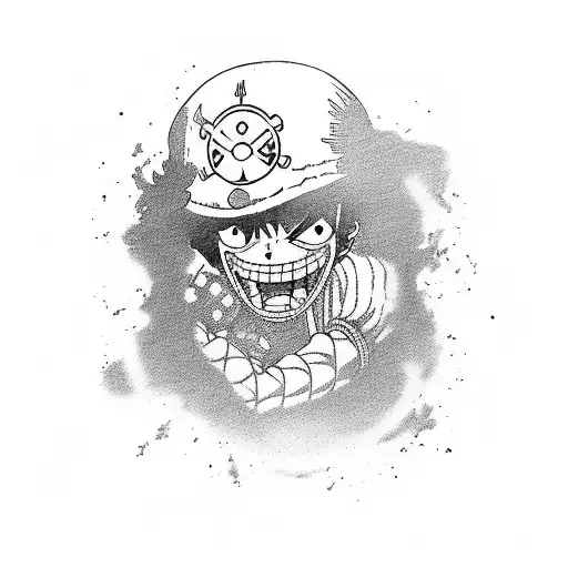 luffy from one piece with his iconic gear second pose tattoo design idea