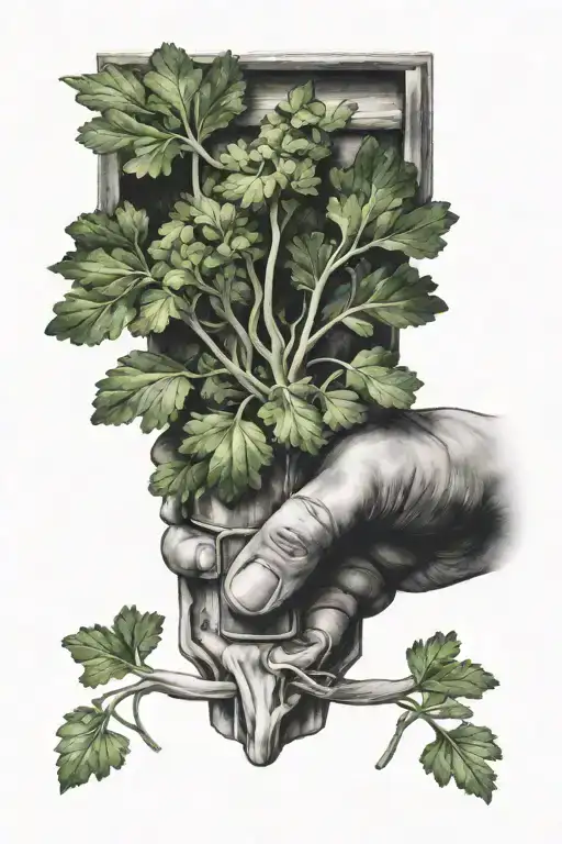 Parsley holding the drawer's hand holding Parsley holding the drawer's hand  tattoo design idea