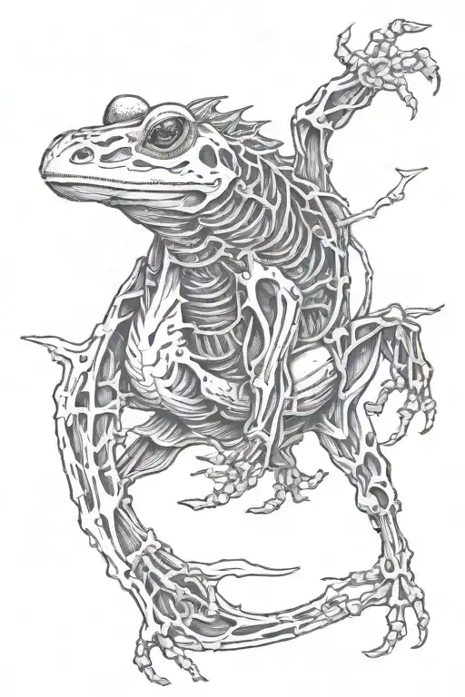 A frog skeleton riding a horse galloping horse galloping tattoo design idea